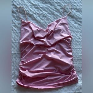 Pink Ruched Spaghetti Strap Top